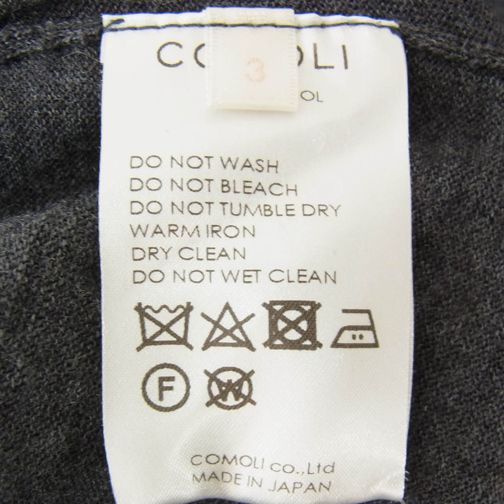 COMOLI コモリ 17AW L03-06001 21G ウール クルーネック 長袖 ロングスリーブ ニット グレー系 3【中古】