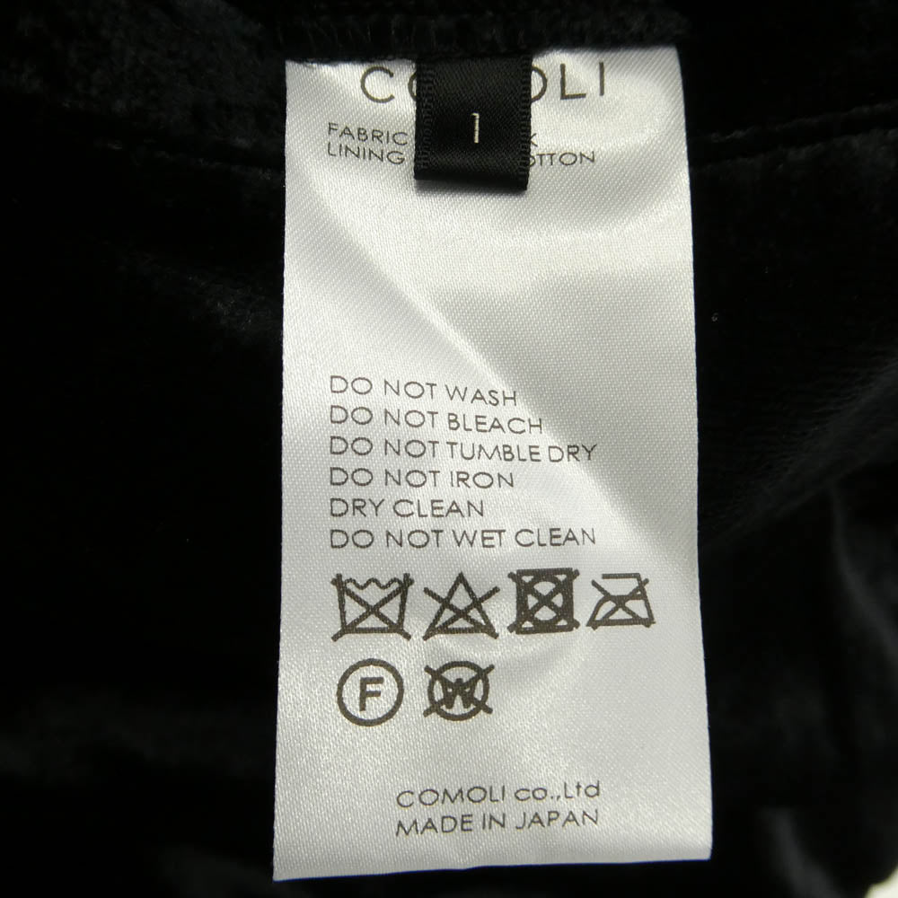 COMOLI コモリ 21AW U03-03006 シルク別珍 ドローストリングパンツ ブラック系 1【美品】【中古】