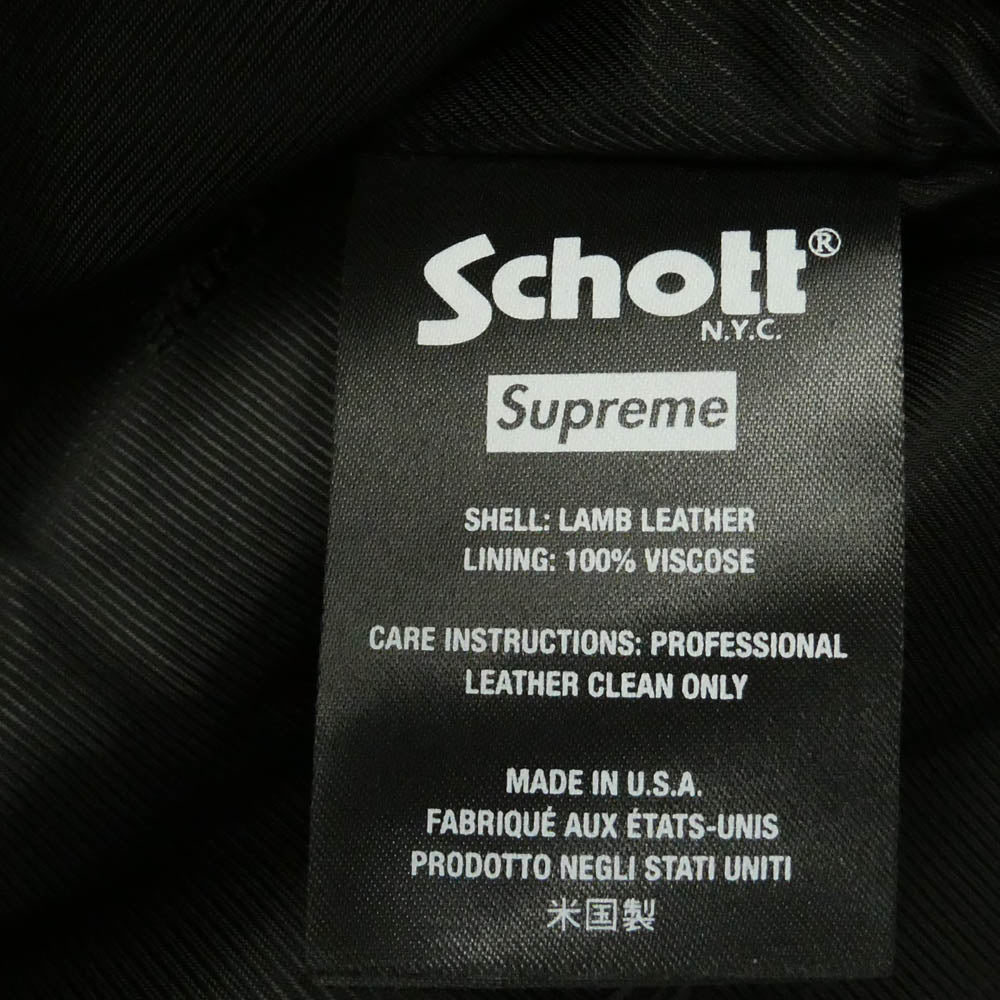 Supreme シュプリーム schott ショット 22SS x Schott ショット Leather Work Jacket レザー ワーク ジャケット ブラック系 L【美品】【中古】