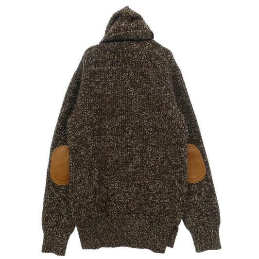 MONCLER モンクレール J20989F00003 GRENOBLE low gauge knit グルノーブル ロゴ ローゲージ タートルネック エルボーパッチ ニット セーター ブラウン系 M【中古】