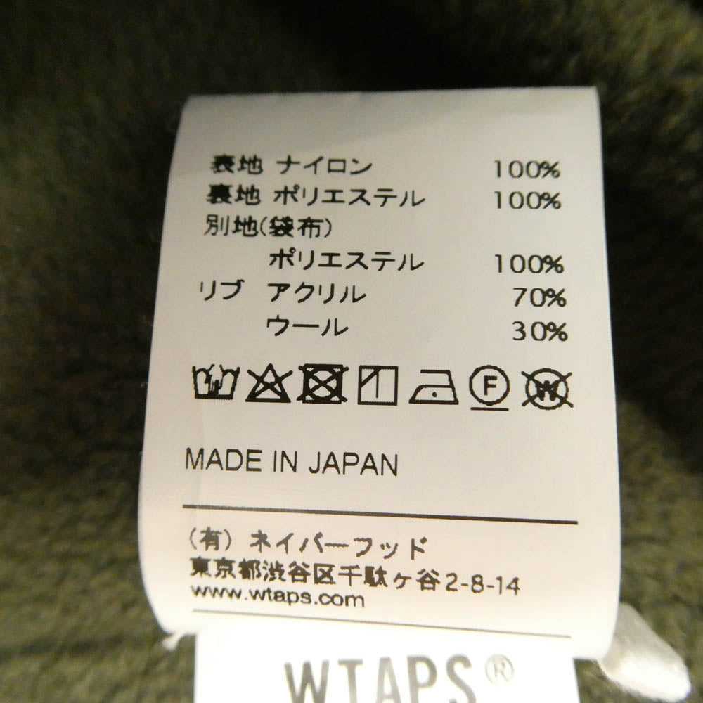 WTAPS ダブルタップス 19AW 192BRDT-JKM02 INCOM JACKET NYLON TUSSAH インカム バックロゴ フーデット 裏起毛 ジャケット カーキ系 モスグリーン系 3【中古】