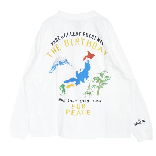 RUDE GALLERY ルードギャラリー RG1509-2 THE BIRTHDAY 20ANV JAPAN MAP LS ザ・バースディ 20周年 日本地図 グラフィック プリント 長袖 Tシャツ ロンT ホワイト系 S【新古品】【未使用】【中古】
