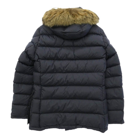 MONCLER モンクレール 19AW E20914138025 68352 CLUNY GIUBBOTTO DOWN JACKET クルーニー コヨーテファー ロゴパッチ ダブルジップ ナイロン ダウンジャケット アウター ネイビー系【中古】