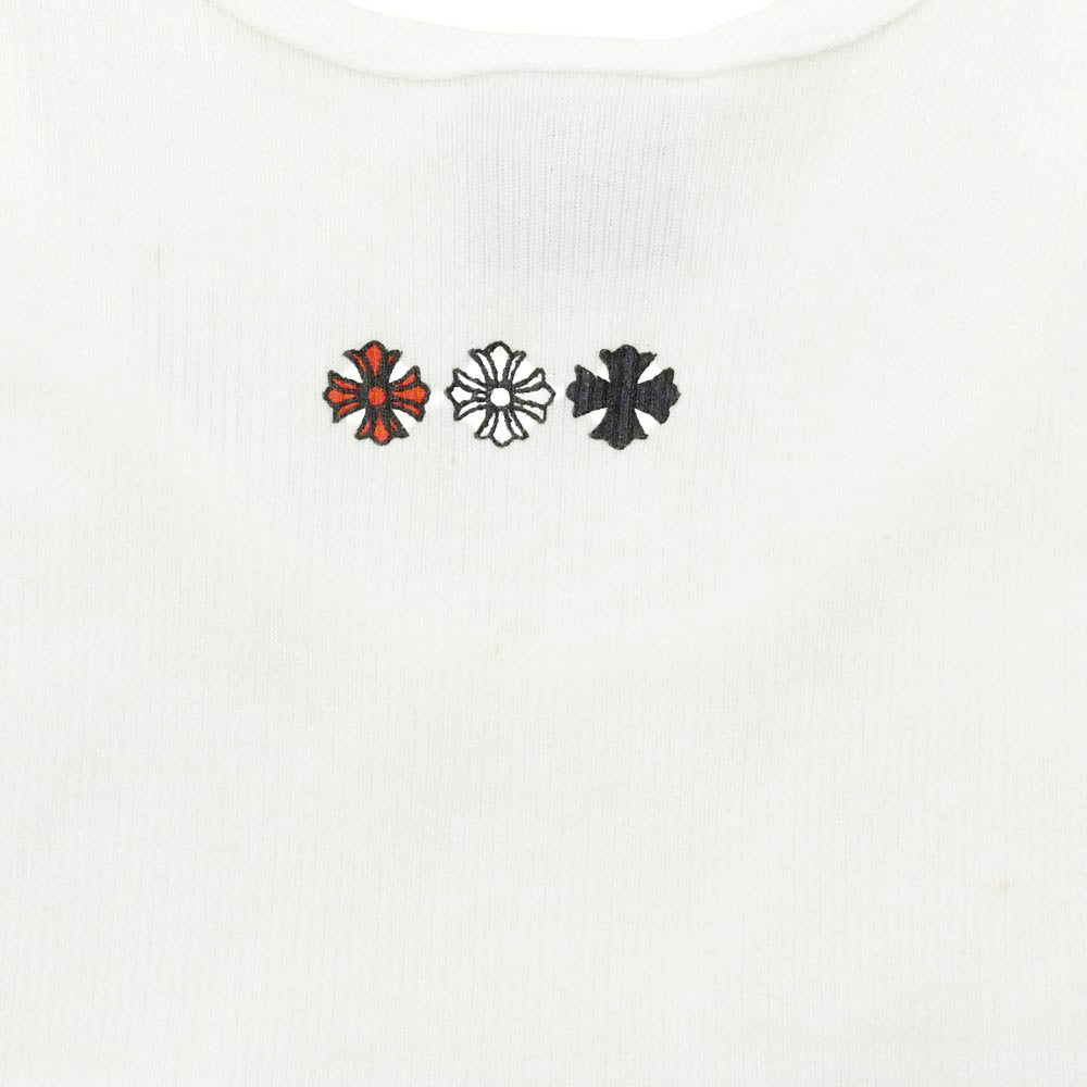 CHROME HEARTS クロムハーツ(原本無) オールド 星条旗 スクロールラベル プリント ノースリーブ タンクトップ ホワイト系 M【中古】