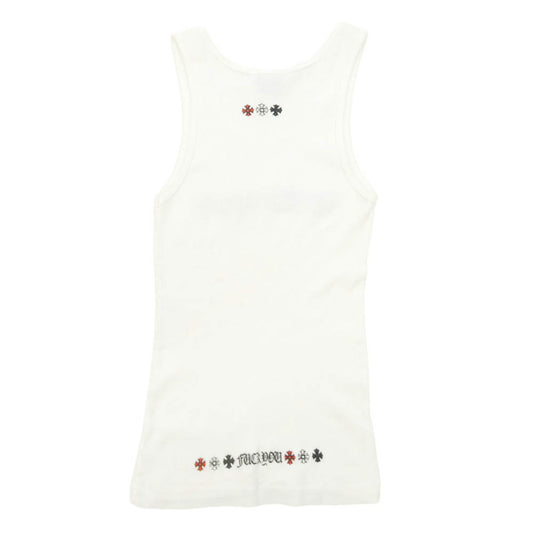 CHROME HEARTS クロムハーツ(原本無) オールド 星条旗 スクロールラベル プリント ノースリーブ タンクトップ ホワイト系 M【中古】
