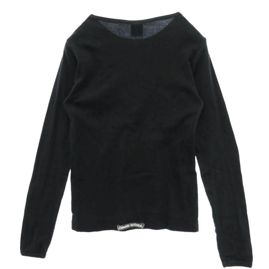CHROME HEARTS クロムハーツ(原本無) オールド フローラルクロス バックスクロールラベル プリント ロンT 長袖 Tシャツ カットソー ブラック系【中古】