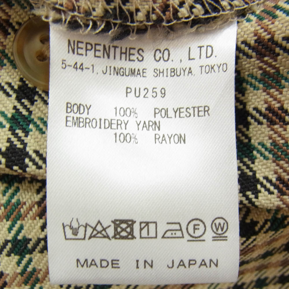 Needles ニードルス PU259 W.U. Tucked Side Tab Trouser Poly Glen Plaid 千鳥柄 再度 タブ スラックス テーパードパンツ ベージュ系 S【中古】