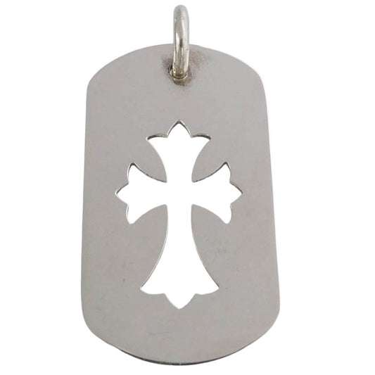 CHROME HEARTS クロムハーツ(原本無) D TAG LRG CO CROSS カットアウト クロス ラージ ドッグタグ ネックレストップ シルバー系【中古】