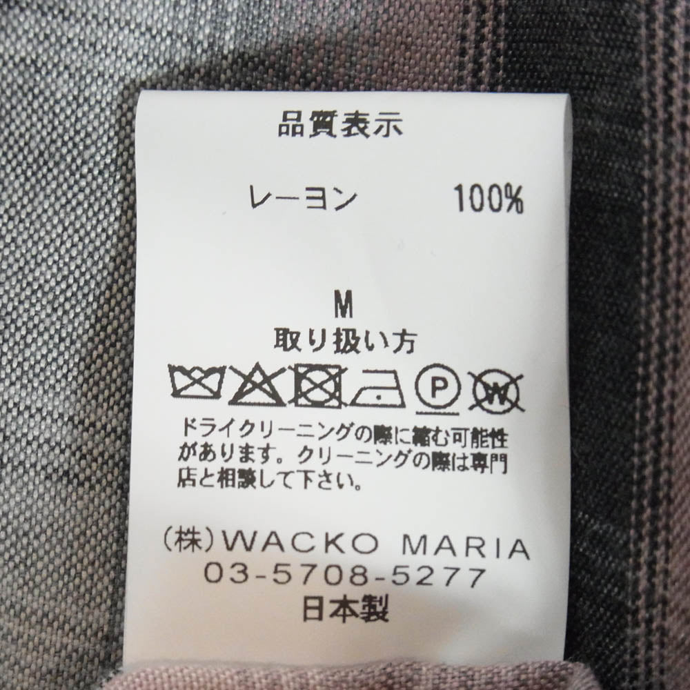 WACKO MARIA ワコマリア 26AW 26FWE-WMS-OC02 OMBRE CHECK OPEN COLLAR SHIRT TYPE-2 オンブレチェック オープンカラー 長袖 レーヨン シャツ ピンク系 M【美品】【中古】