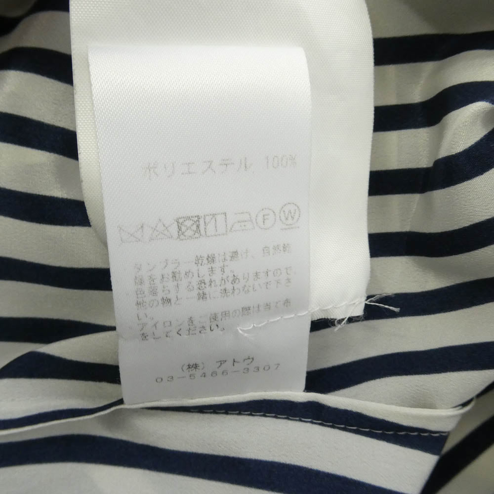 ato アトウ 24SS AM24A-S09 STRIPE SCARF SHIRT 比翼 ストライプ スカーフ 長袖 シャツ ネイビー系 ホワイト系 44【中古】