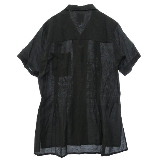 Y-3 Yohji Yamamoto ワイスリー ヨウジヤマモト 26SS KR0169 PLACED GRAPHIC SHORT SLEEVE LONG SHIRT グラフィック プリント オープンカラー 半袖 ロングシャツ ブラック系 S【中古】