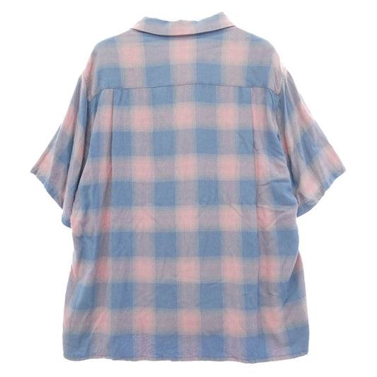 WACKO MARIA ワコマリア 22SS 22SS-WMS-OC17 OMBRE CHECK OPEN COLLAR SHIRT オンブレチェック オープンカラー 半袖シャツ ブルー系 ピンク系 XL【中古】