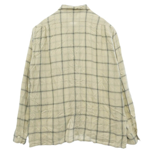 REMI RELIEF レミレリーフ レーヨン100% チェック柄 オープンカラー 長袖 シャツ グレー系 ベージュ系 M【中古】