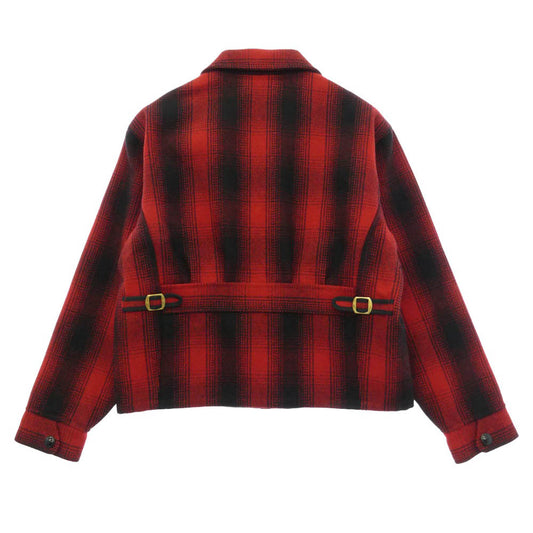 ジーアンドエフ CHECK WOOL JACKET オンブレチェック ウール ジップアップ ハーフベルト ジャケット ブルゾン【中古】