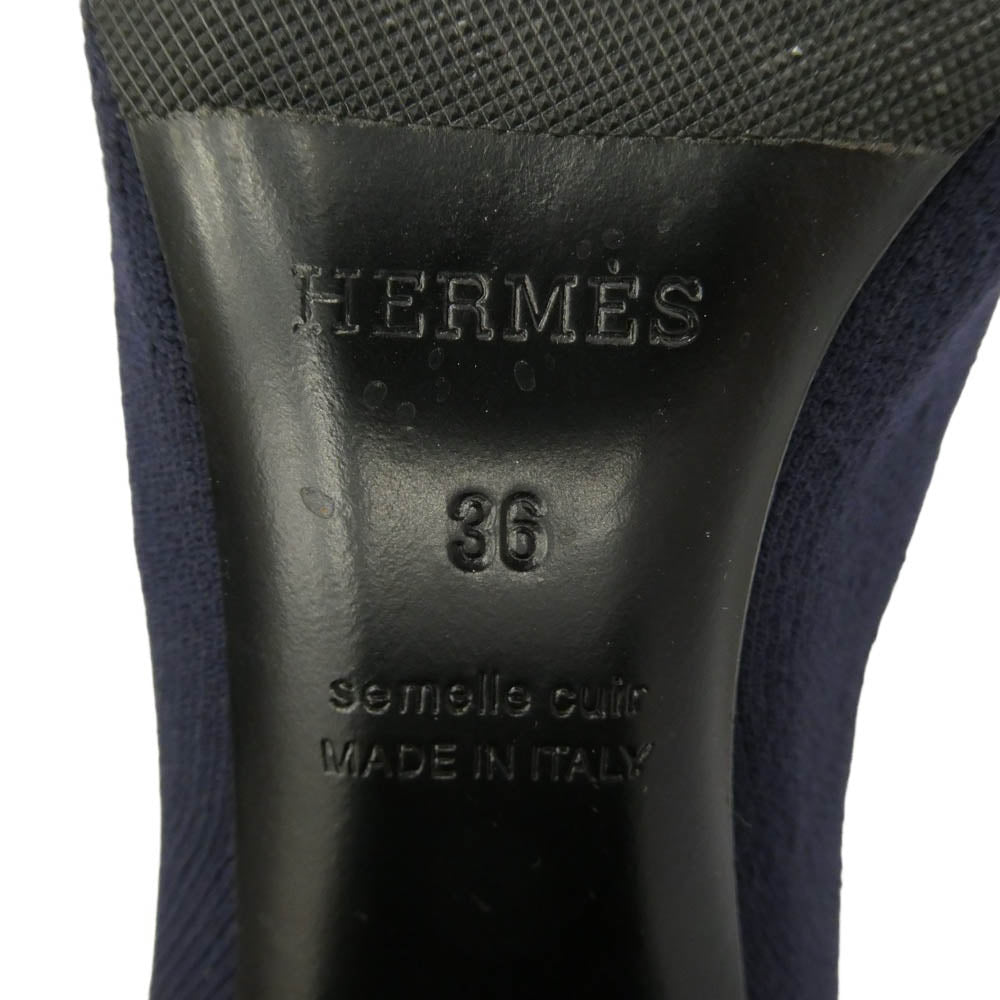 HERMES エルメス Volver 60 ヴォルヴェール ニット ショート ブーツ ネイビー系 36【中古】