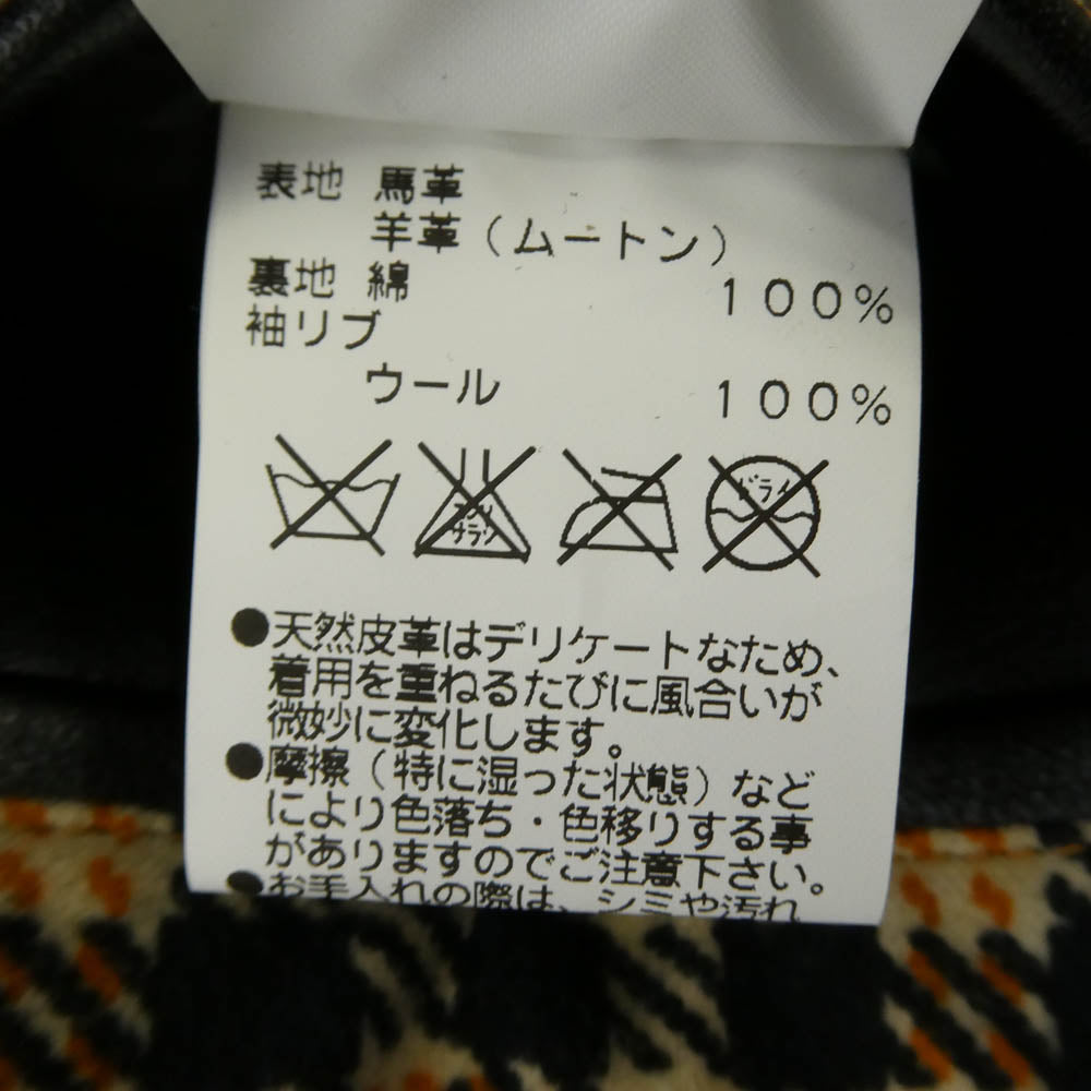 ワープアンドウーフ Original Grizzly Jacket Type 1930's J.C Pennys オリジナル グリズリー ボア ホースハイド レザージャケット 熊ジャン ブラック系 ベージュ系 38【中古】