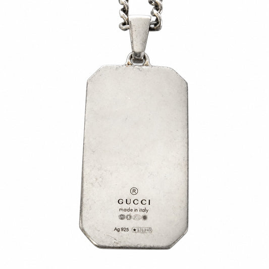 GUCCI グッチ BEE ロゴプレート ネックレス シルバー系【中古】