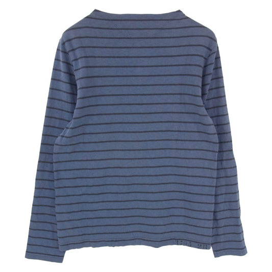 RRL ダブルアールエル ボーダー ボートネック コットン 長袖 Tシャツ カットソー ロンT バスクシャツ ネイビー系 M【中古】
