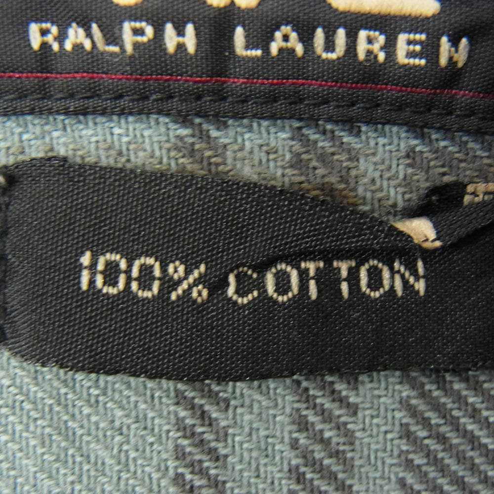 RRL ダブルアールエル チェック コットン ワーク 長袖 ロングスリーブ シャツ グリーン系 M【中古】