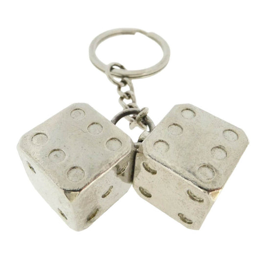STUSSY ステューシー DICE KEYCHAIN ダイス キーホルダー キーリング シルバー系【中古】