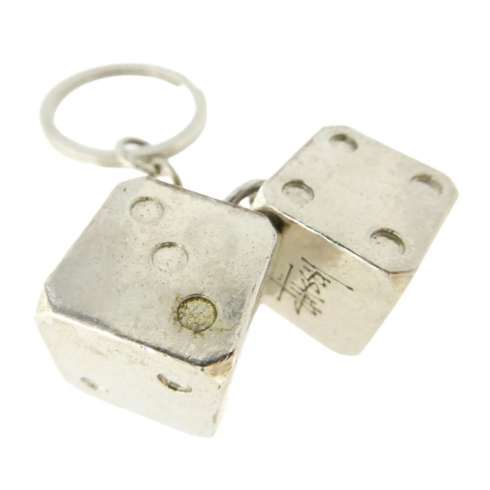STUSSY ステューシー DICE KEYCHAIN ダイス キーホルダー キーリング シルバー系【中古】