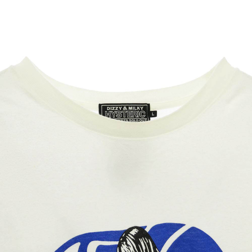 HYSTERIC GLAMOUR ヒステリックグラマー 24SS 02241CT44 × THE ROLLING STONES STONES WOMAN ローリングストーンズ バンドロゴ グラフィック プリント コットン 半袖 Tシャツ ホワイト系 L【中古】