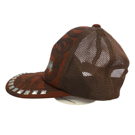 HYSTERIC GLAMOUR ヒステリックグラマー 26AW 01263QH02 SNAKE LOOP スタッズ ラメ ロゴプリント メッシュ キャップ ブラウン系【極上美品】【中古】