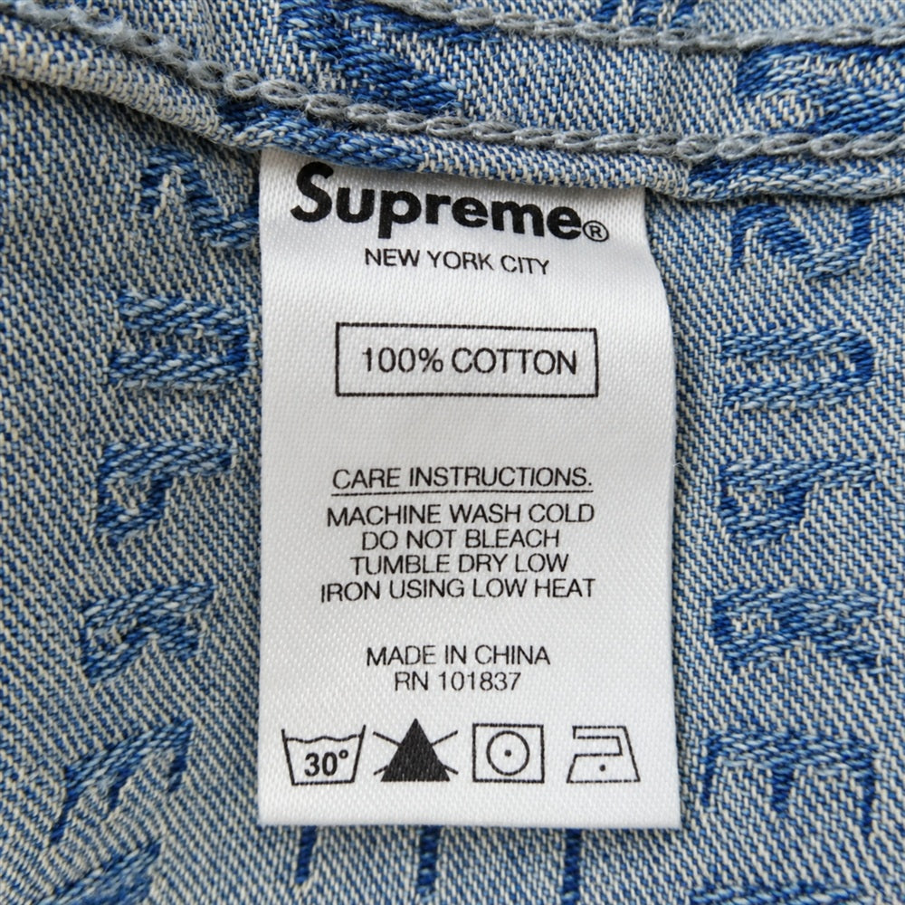 Supreme シュプリーム 21SS Warp Jacquard Logos Denim Shirt ワープ ジャカード ロゴ デニムシャツ ライトブルー系 XL【中古】