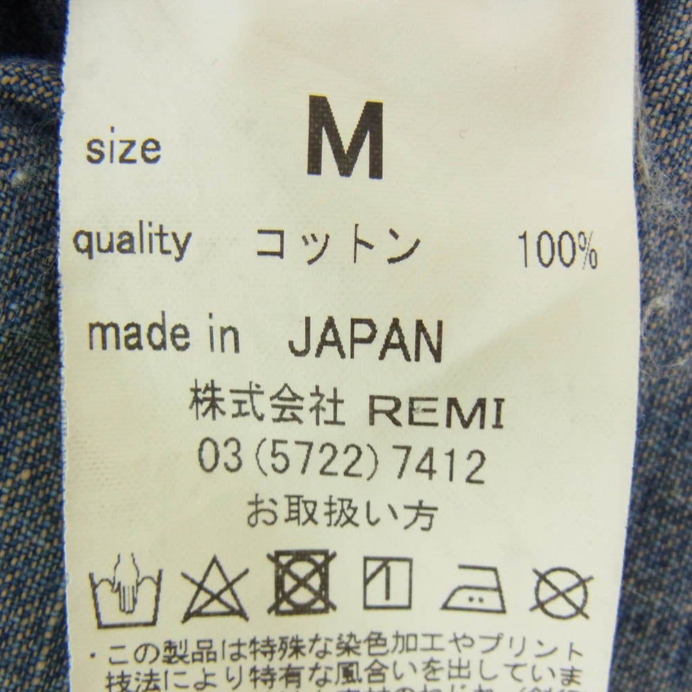 REMI RELIEF レミレリーフ デニム コットン ロングスリーブ 長袖 シャツ インディゴブルー系 M【中古】