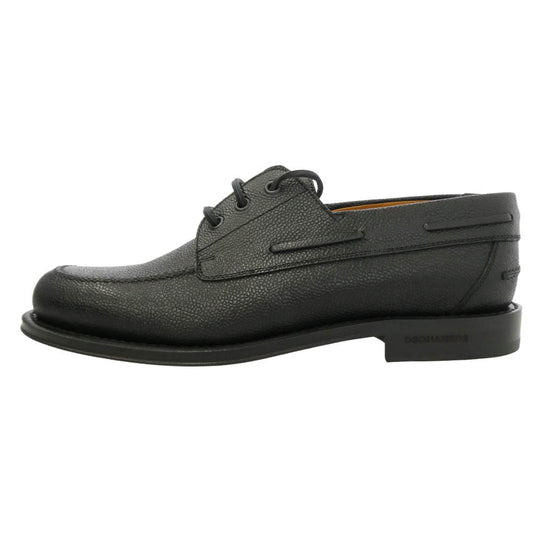 DSQUARED2 ディースクエアード LUM0109422000012124 Neoclassic Boat Shoes ネオクラシック レザー 型押し デッキ ボートシューズ ブラック系 43【美品】【中古】