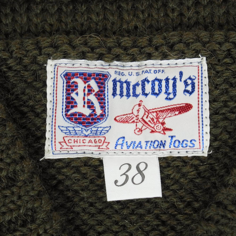 The REAL McCOY'S ザリアルマッコイズ MC16110 SWEATER SLEEVELESS ウール ニット セーター ベスト オリーブ カーキ系 38【中古】