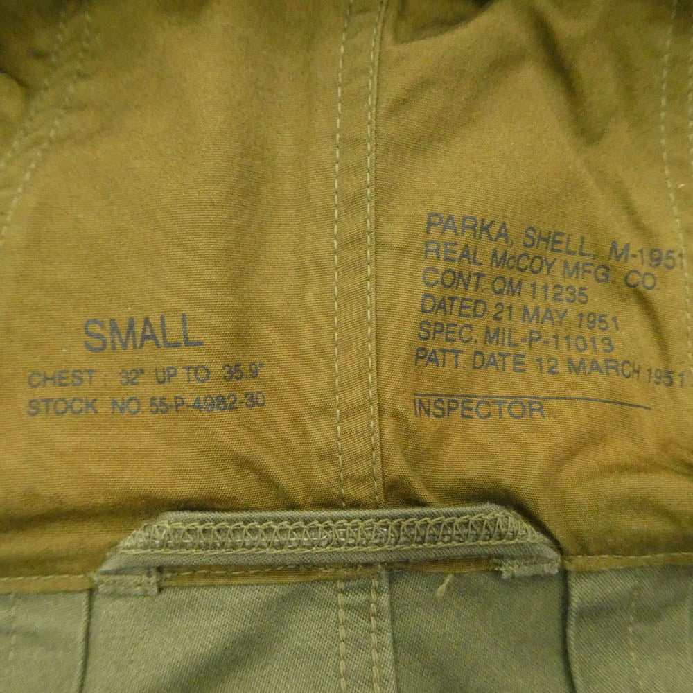 The REAL McCOY'S ザリアルマッコイズ 55-P-4982-30 M-1951 PARKA-SHELL フィッシュテール パーカー モッズ コート モスグリーン系 S【中古】