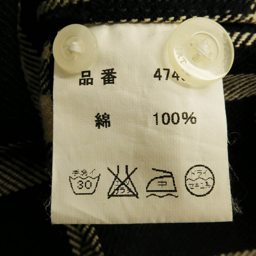 FULLCOUNT フルカウント 4743 チェック コットン ボタンダウン 長袖 シャツ ネルシャツ ブラック系 アイボリー系 38【中古】