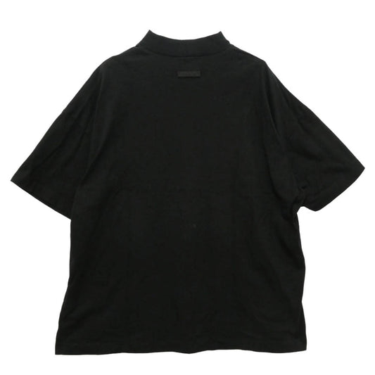 FEAR OF GOD フィアオブゴッド ESSENTIALS エッセンシャルズ アーチロゴ モックネック 半袖 Tシャツ ブラック系 M【中古】