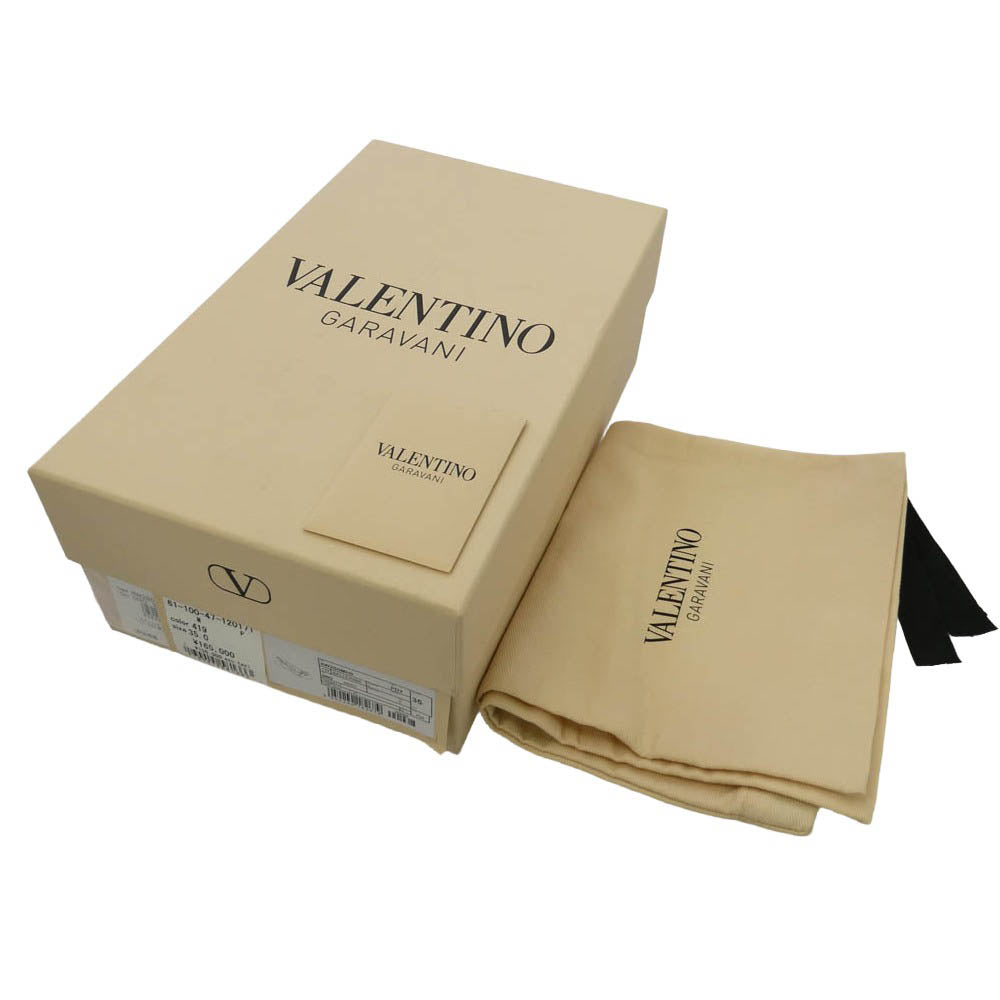 VALENTINO ヴァレンティノ 26SS 8W2S0MH0 BALLERINA ロゴスタッズ メッシュレザー切替 バレリーナ シューズ パンプス ブラック系 35【新古品】【未使用】【中古】