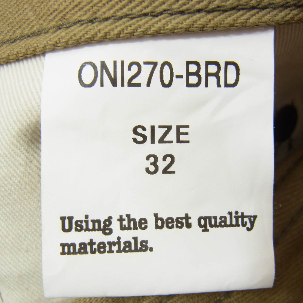 ONI DENIM 鬼デニム ONI270-BRD ブリティッシュドリル ジャストライト ストレート パンツ ブラウン系 32【極上美品】【中古】