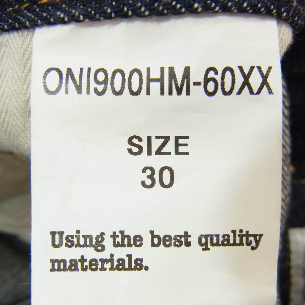 ONI DENIM 鬼デニム ONI900HM-60XX 12oz ハンドメイド ジーンズ ワイドストレート デニム パンツ インディゴブルー系 30【極上美品】【中古】