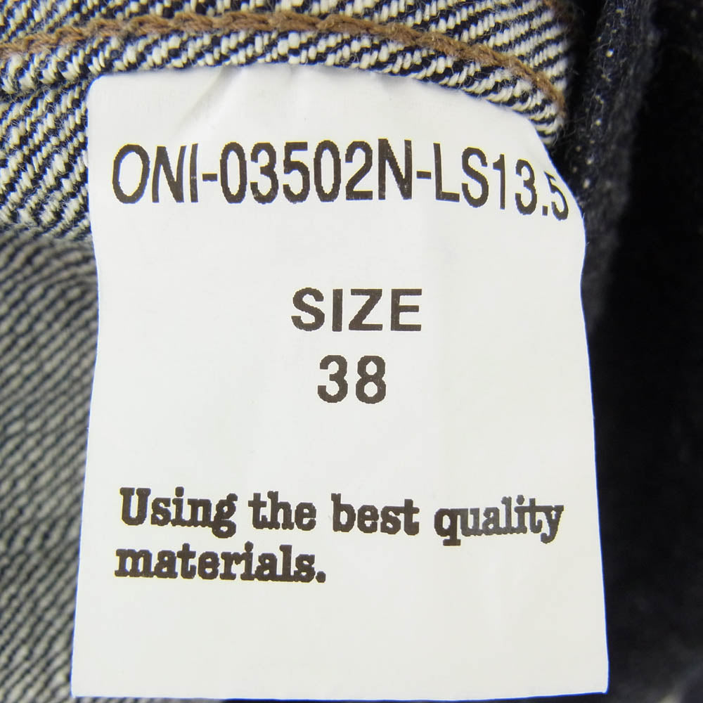 ONI DENIM 鬼デニム ON-03502N-LS13.5 13.5oz ロングスラブ デニム カバーオール ジャケット インディゴブルー系 38【極上美品】【中古】