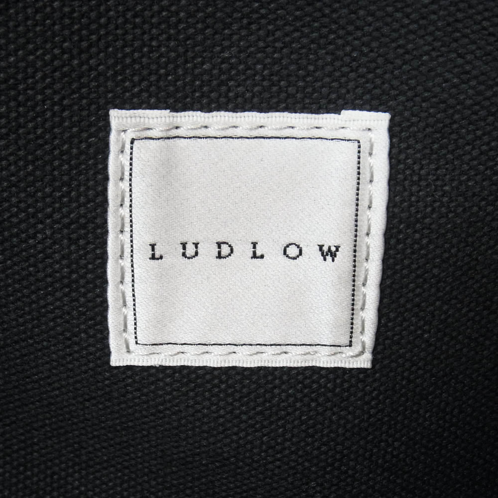 LUDLOW ラドロー Leather trimmed canvas tote レザー トリム キャンバス ハート刺繍 トートバッグ ネーム刺繍入り ブラック系【中古】