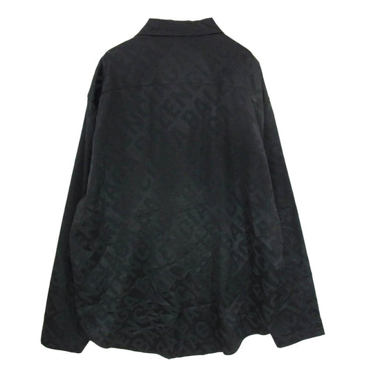 BALENCIAGA バレンシアガ 681812 HOMEWEAR BB モノグラム ロゴ 総柄 レーヨン オーバーサイズ 長袖シャツ ブラック系 37【中古】