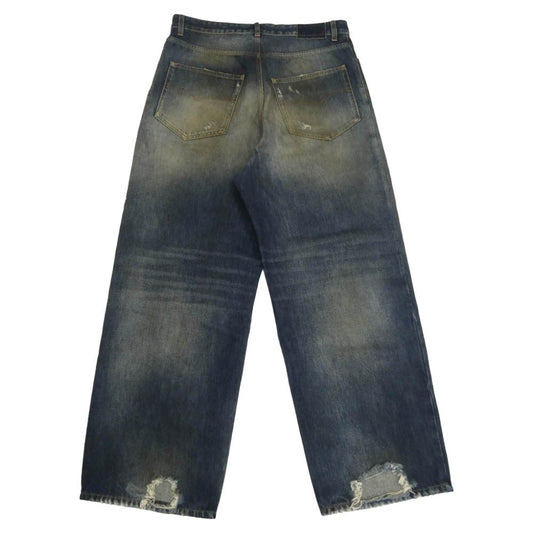 VETEMENTS ヴェトモン 26SS ME76DP072D TRASHED JEANS ダメージ加工 トラッシュド バギー デニム パンツ インディゴブルー系 33【中古】