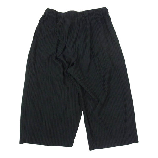 HOMME PLISSE ISSEY MIYAKE オム プリッセ イッセイミヤケ 20SS HP01JF122 プリーツ 加工 ワイド テーパード クロップド イージー パンツ ブラック系 2【中古】