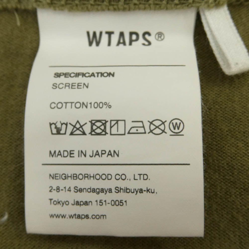 WTAPS ダブルタップス 21SS 211ATDT-LT01S WTVUA LS TEE プリント 長袖 Tシャツ カーキ系 04【中古】