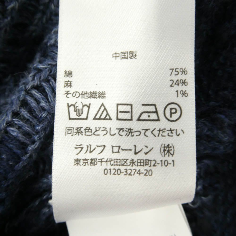 POLO RALPH LAUREN ポロ・ラルフローレン インディゴ ネイティブ柄 総柄 クルー ニット ネイビー系 XXL【中古】