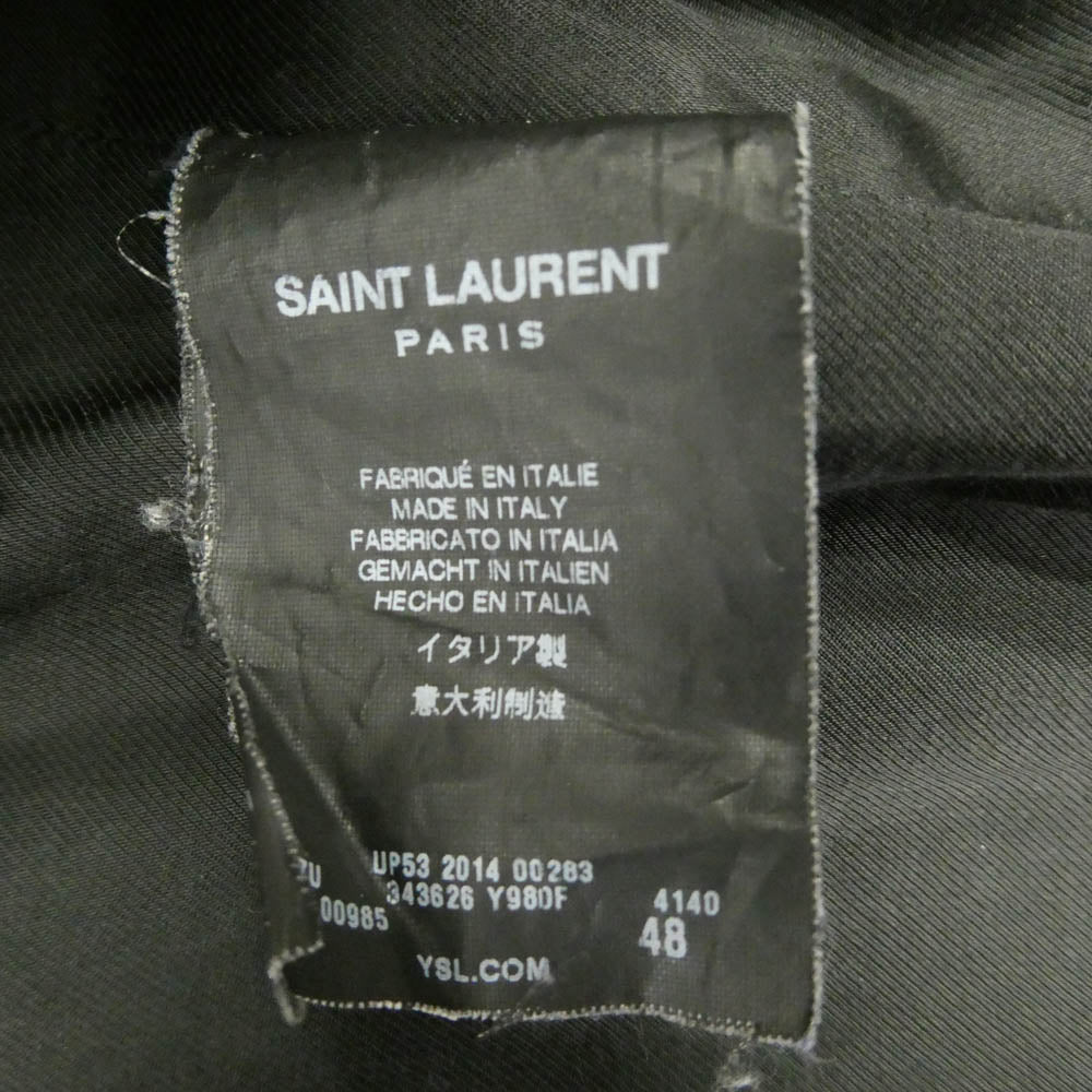 SAINT LAURENT サンローラン 343626 Y980F エディ期 WOOL PEA COAT ウール メルトン ピーコート ネイビー系 48【中古】