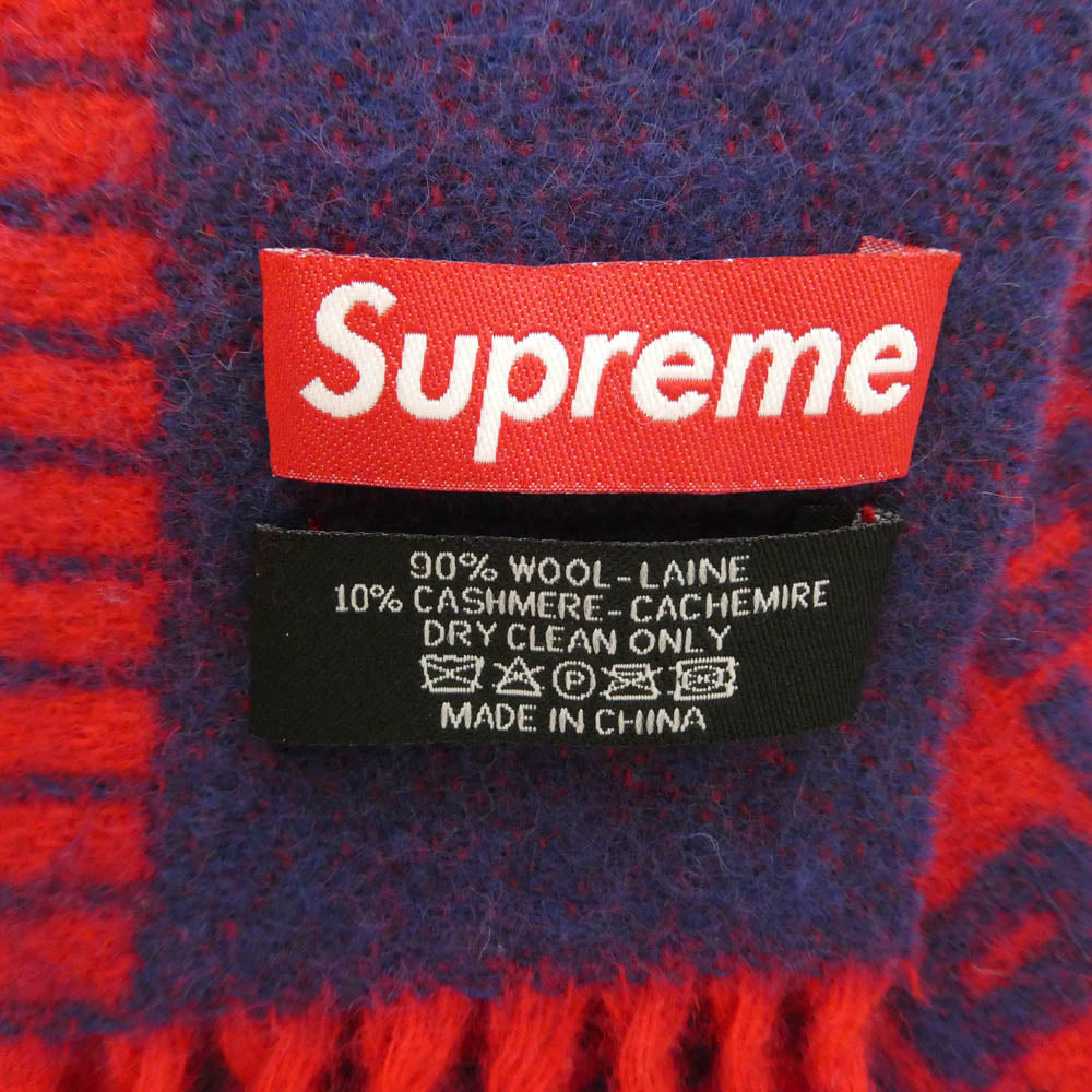 Supreme シュプリーム 18AW Logo Repeat Wool Scarf ロゴ マフラー レッド系 ブルー系【中古】