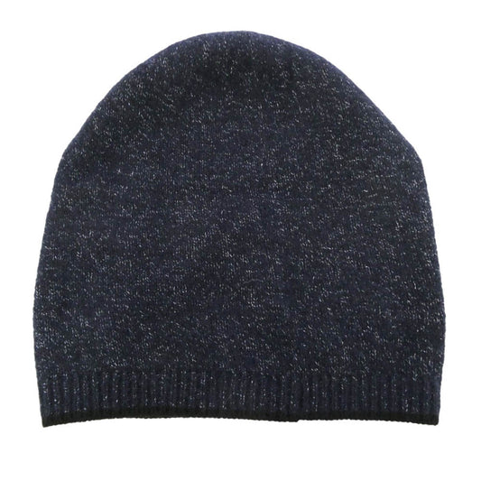 CHANEL シャネル ココマーク ラメ カシミア混 ニット キャップ 帽子 ネイビー系【中古】