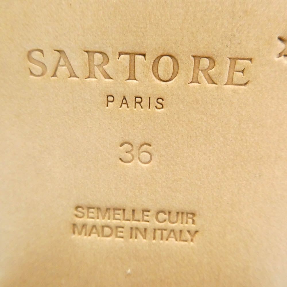 SARTORE サルトル 3007 イタリア製 バック クロスストラップ ロング ブーツ ブラウン系 36【中古】