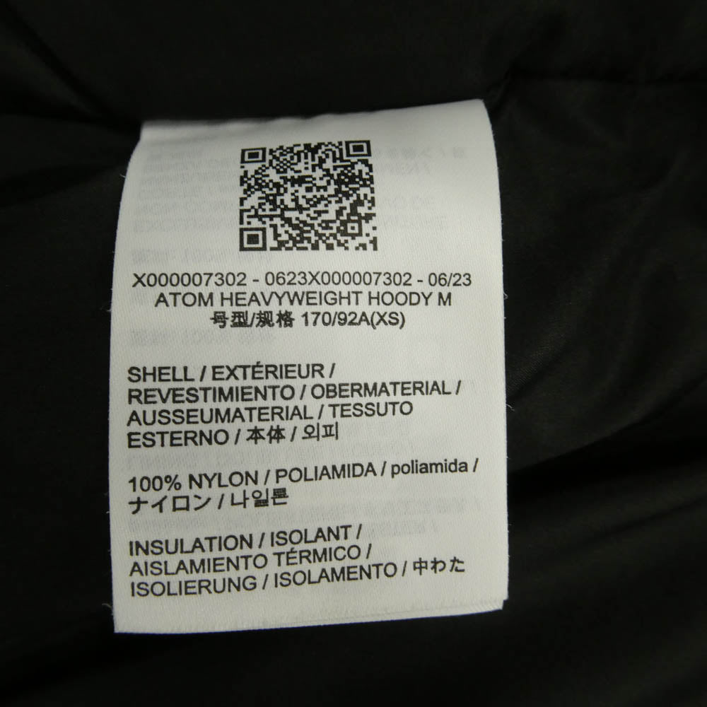ARC'TERYX アークテリクス X000007302 Atom Heavyweight Hoody ヘビーウェイト フーディ 中綿 ジャケット ブラック系 XS【中古】
