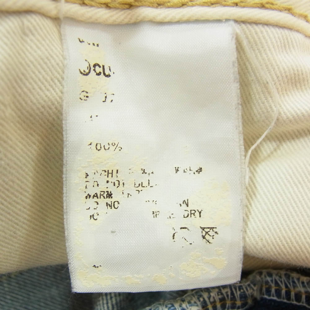 キューン ペイント ダメージ加工 うさぎプリント 祇園 デニムパンツ ライトブルー系 32【中古】
